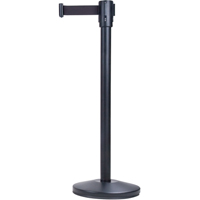 Free-Standing Crowd Control Barrier, Steel, 35" H, Black Tape, 7' Tape Length Equipment World