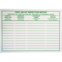 First Aid Kit Inspection Report Cards SAY532 | Equipment World