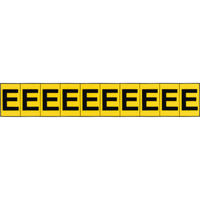 Individual Adhesive Letter Markers, E, 1" H, Black on Yellow Equipment World
