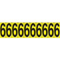 Individual Adhesive Number Markers, 6, 1-15/16" H, Black on Yellow Equipment World