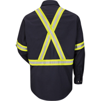 Work Shirt with Reflective Trim, Cotton/Nylon, Medium, High Visibility Orange Equipment World