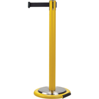 Free-Standing Crowd Control Barrier, Steel, 35" H, Black Tape, 7' Tape Length Equipment World