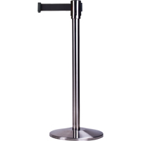 Free-Standing Crowd Control Barrier, Steel, 35" H, Black Tape, 12' Tape Length Equipment World