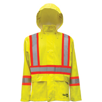 Hi-Vis FR/PU Safety Rain Jackets, Small, High Visibility Lime-Yellow Equipment World