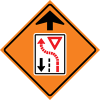 Yield Ahead Roll-Up Traffic Sign, 29-1/2" x 29-1/2", Vinyl, Pictogram Equipment World