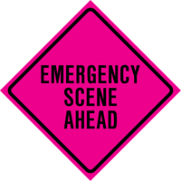 "Emergency Scene Ahead" Roll-Up Traffic Sign, 36" x 36", Vinyl, English Equipment World