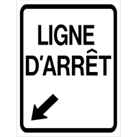 "Ligne d'Arr&ecirc;t" Roll-Up Traffic Sign, 23-3/5" x 29-1/2", Vinyl, French with Pictogram Equipment World