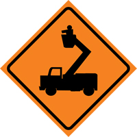 Man in Elevated Bucket Roll-Up Traffic Sign, 29-1/2" x 29-1/2", Vinyl, Pictogram Equipment World