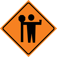 Flagman Roll-Up Sign Traffic Sign, 36" x 36", Vinyl, Pictogram Equipment World