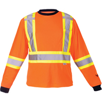 Safety Long Sleeve Shirt, Polyester, Medium, High Visibility Orange Equipment World