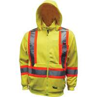 Safety Fleece Hoodie, Polyester, Small, High Visibility Lime-Yellow Equipment World