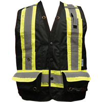 Fire Retardant Surveyor Safety Vest, Black, Small, Polyester Equipment World
