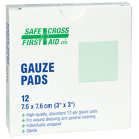 Gaze, Tampon, 3" lo x 3" la, St&eacute;rile, Dispositif m&eacute;dical Classe 1 Equipment World
