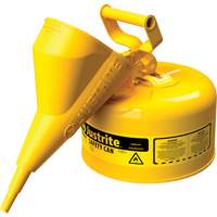 Safety Cans, Type I, Steel, 2.5 US gal., Yellow, FM Approved/UL/ULC Listed Equipment World