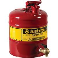 Laboratory Safety Can with Faucet, Type I, Steel, 5 US gal., Red, FM Approved Equipment World