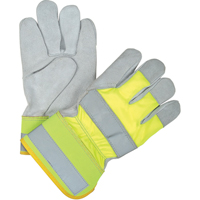 Premium Quality High Visibility Fitters Gloves, Large, Split Cowhide Palm, Cotton Inner Lining Equipment World
