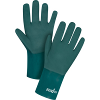 Double Dipped Green Gloves, 12" L, PVC, Cotton Jersey Inner Lining, 70-mil Equipment World