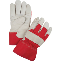 Red & White Winter-Lined Fitters Gloves, Large, Grain Cowhide Palm, Boa Inner Lining Equipment World