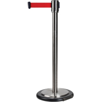Free-Standing Crowd Control Barrier, Steel, 35" H, Red Tape, 12' Tape Length Equipment World