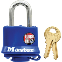 Weather-Resistant Padlock, Blue, Keyed Different, Laminated Steel, 1-9/16" Width Equipment World