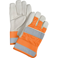 Premium Quality High Visibility Fitters Gloves, Large, Grain Cowhide Palm, Cotton Inner Lining Equipment World