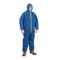 Hooded Coveralls, Medium, Blue, Polypropylene Equipment World