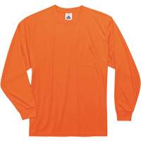GloWear 8091 Non-Certified Long Sleeve T-Shirt, Polyester, Small, High Visibility Orange Equipment World
