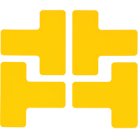 Floor Corner Marks, T, 5" L x 2" W, Yellow, Polyester Equipment World