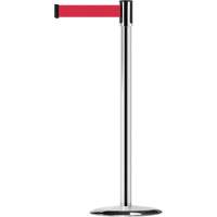 Slimline TensaBarrier&reg; Barrier Post, Steel, 38" H, Red Tape, 7.5' Tape Length Equipment World