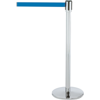 Slimline TensaBarrier&reg; Barrier Post, Steel, 38" H, Blue Tape, 7.5' Tape Length Equipment World