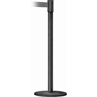 Slimline TensaBarrier&reg; Barrier Post, Steel, 38" H, Black Tape, 7.5' Tape Length Equipment World