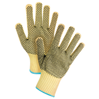 Gants tricot&eacute;s deux c&ocirc;t&eacute;s, sans couture, &agrave; pois, Taille T-Grand/10, Calibre 7, Rev&ecirc;tement PVC, Enveloppe en Kevlar, ASTM ANSI niveau A2/EN 388 niveau 3 Equipment World