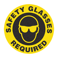 "Safety Glasses" Floor Sign, Adhesive, English with Pictogram Equipment World