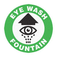 "Eye Wash Fountain" Floor Sign, Adhesive, English with Pictogram Equipment World