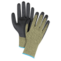 Gants &eacute;lastiques sans coutures r&eacute;sistants &agrave; la coupe noir & jaune, Taille T-Grand/10, Calibre 13, Rev&ecirc;tement Mousse de nitrile, Enveloppe en Aramide, ASTM ANSI niveau A6 Equipment World