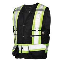 Surveyor Safety Vest, Black, Large, Polyester Equipment World