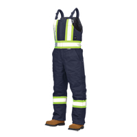 Duck Lined Safety Overalls, Cotton, Large, Navy Blue Equipment World
