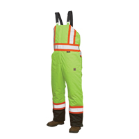 Lined Safety Overalls, Polyester/Polyurethane, Large, High Visibility Lime-Yellow Equipment World