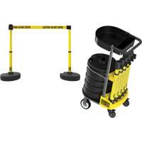 PLUS Barrier Post Cart Kit with Tray, 75' L, Metal, Yellow Equipment World