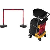 PLUS Barrier Post Cart Kit with Tray, 75' L, Metal, Red Equipment World
