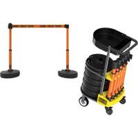 PLUS Barrier Post Cart Kit with Tray, 75' L, Metal, Orange Equipment World