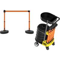 PLUS Barrier Post Cart Kit with Tray, 75' L, Metal, Orange Equipment World