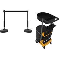 PLUS Barrier Post Cart Kit with Tray, 75' L, Metal, Black Equipment World