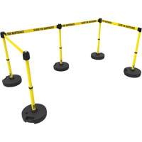 PLUS Barrier Post Set X5, Plastic, 42" H, Yellow Tape, 15' Tape Length Equipment World