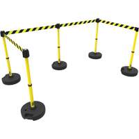 PLUS Barrier Post Set X5, Plastic, 42" H, Yellow Tape, 15' Tape Length Equipment World