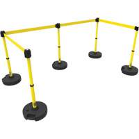 PLUS Barrier Post Set X5, Plastic, 42" H, Yellow Tape, 15' Tape Length Equipment World