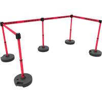PLUS Barrier Post Set X5, Plastic, 42" H, Red Tape, 15' Tape Length Equipment World