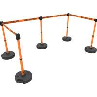 PLUS Barrier Post Set X5, Plastic, 42" H, Orange Tape, 15' Tape Length Equipment World