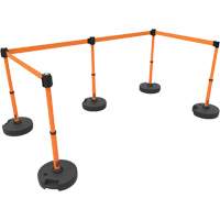 PLUS Barrier Post Set X5, Plastic, 42" H, Orange Tape, 15' Tape Length Equipment World