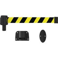 PLUS Wall Mount Barrier System, Plastic, Screw Mount, 15', Black and Yellow Tape Equipment World